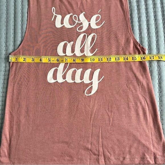 "Rosé All Day" Workout Athletic Muscle Tank Pink with White Lettering Size Small - Picture 4 of 9